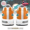 Orange heel sneakers featuring holiday-themed Dolphins logo and clean rear design!
