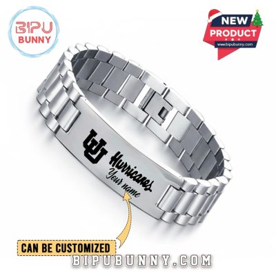 Miami Hurricanes Personalized Silver Bracelet