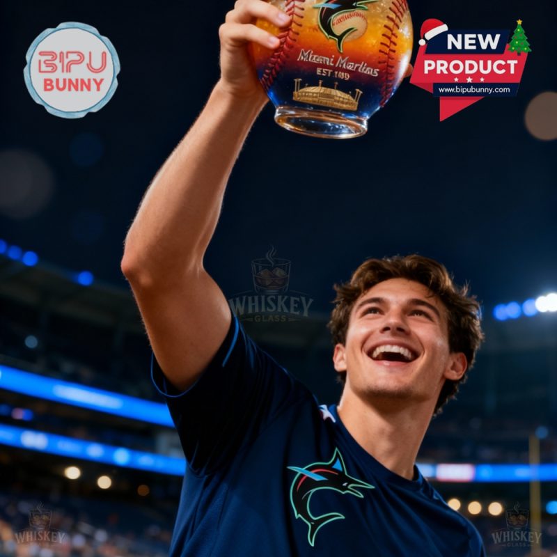 Miami Marlins 33rd Anniversary Whiskey Glass