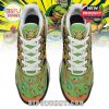 Overhead look at Ninja Turtles sneakers featuring bold orange graphics and turtle-themed design!