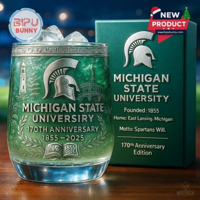 Michigan State University 170th Anniversary Whiskey Glass