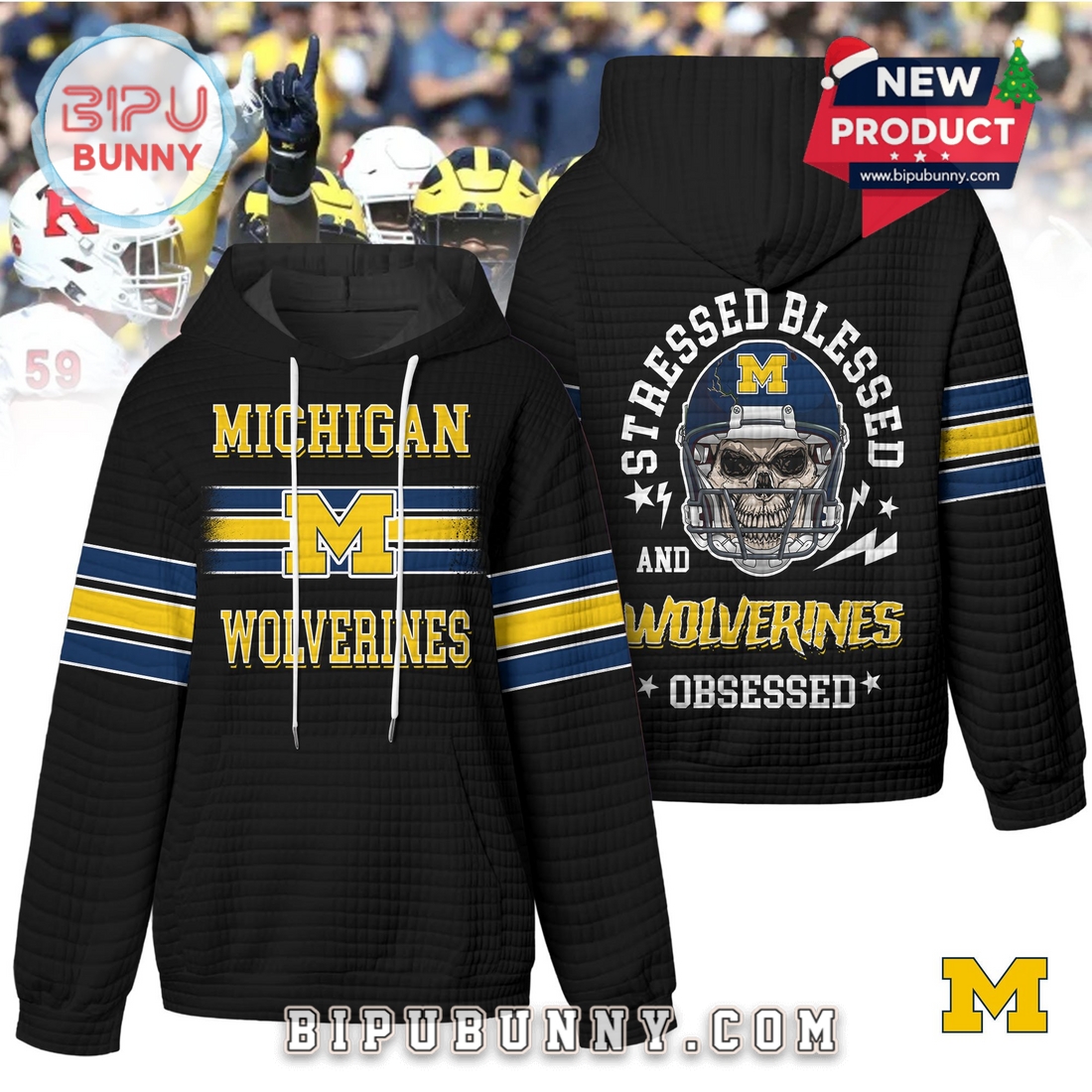 Michigan Wolverines NCAA Obsessed Waffle Hoodie Michigan Wolverines NCAA Obsessed Waffle Hoodie