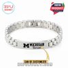 Customizable Michigan silver bracelet with engraved logo and personal name space!
