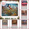 Calendar spread of the 2026 Disney edition with Mickey and friends, highlighting seasonal page designs for major events like Valentine’s Day, Halloween, and Christmas.
