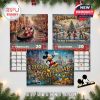 Holiday-themed pages of the Disney 2026 calendar for February and December with cover, displaying vibrant Disney artwork for Valentine’s and Christmas.