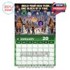 January 2026 calendar page with snowy Minecraft village, fireworks, blocky characters, and festive decorations welcoming the new year.
