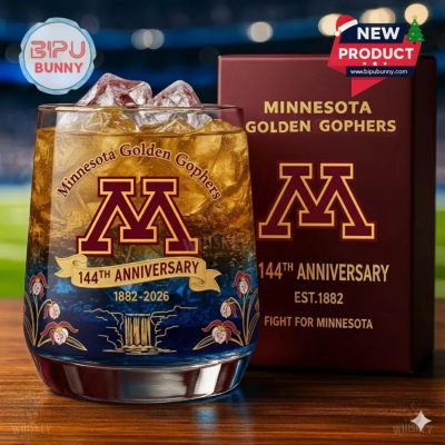 Minnesota Golden Gophers 144th Anniversary Whiskey Glass