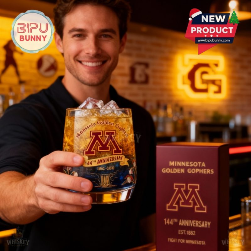 Minnesota Golden Gophers 144th Anniversary Whiskey Glass