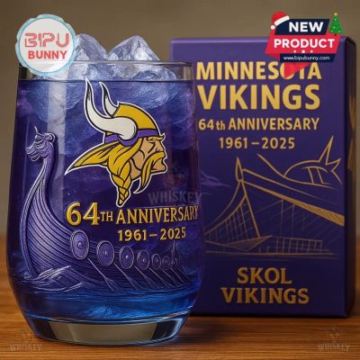 Minnesota Vikings 64th Anniversary Whiskey Glass