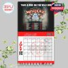 January 2026 calendar page with glam-era Mötley Crüe photo and bold red design accents.