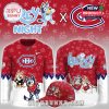 Montreal Canadiens Bluey Night jersey and cap full view with cartoon hockey artwork!