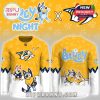 Nashville Predators Bluey Night jersey full front and back view with Bluey theme and NHL logo!