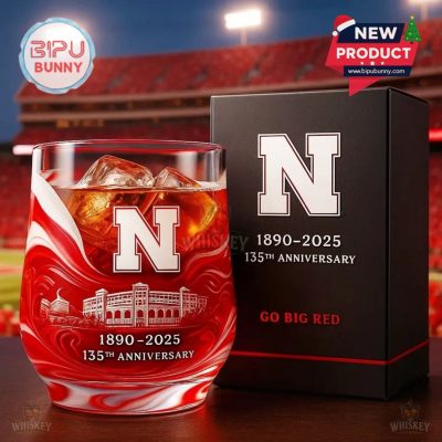 Nebraska Cornhuskers 135th Anniversary Whiskey Glass