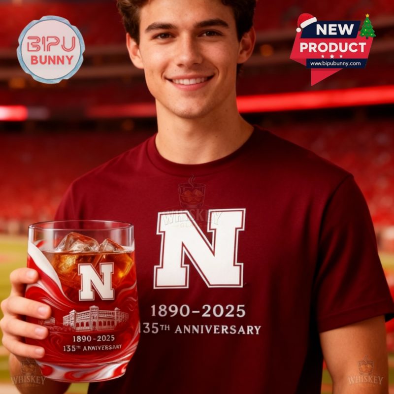 Nebraska Cornhuskers 135th Anniversary Whiskey Glass