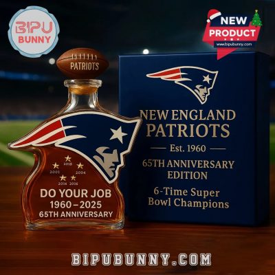 New England Patriots 65th Anniversary Glass Whiskey Bottle