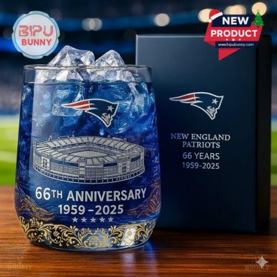 New England Patriots 66th Anniversary Whiskey Glass