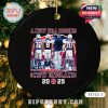 Christmas ornament showcasing New England Patriots players Henderson, Diggs, and Maye, with the text