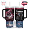 Fan-themed New England Patriots tumbler with full-wrap graphics, ideal for daily use or game day celebrations.
