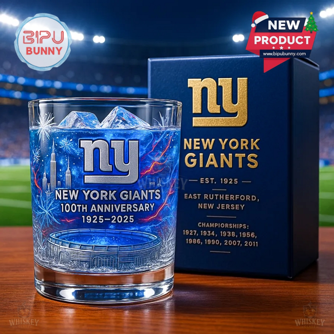 New York Giants 100th Anniversary Whiskey Glass New York Giants 100th Anniversary Whiskey Glass