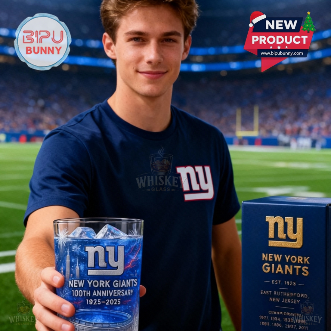 New York Giants 100th Anniversary Whiskey Glass New York Giants 100th Anniversary Whiskey Glass