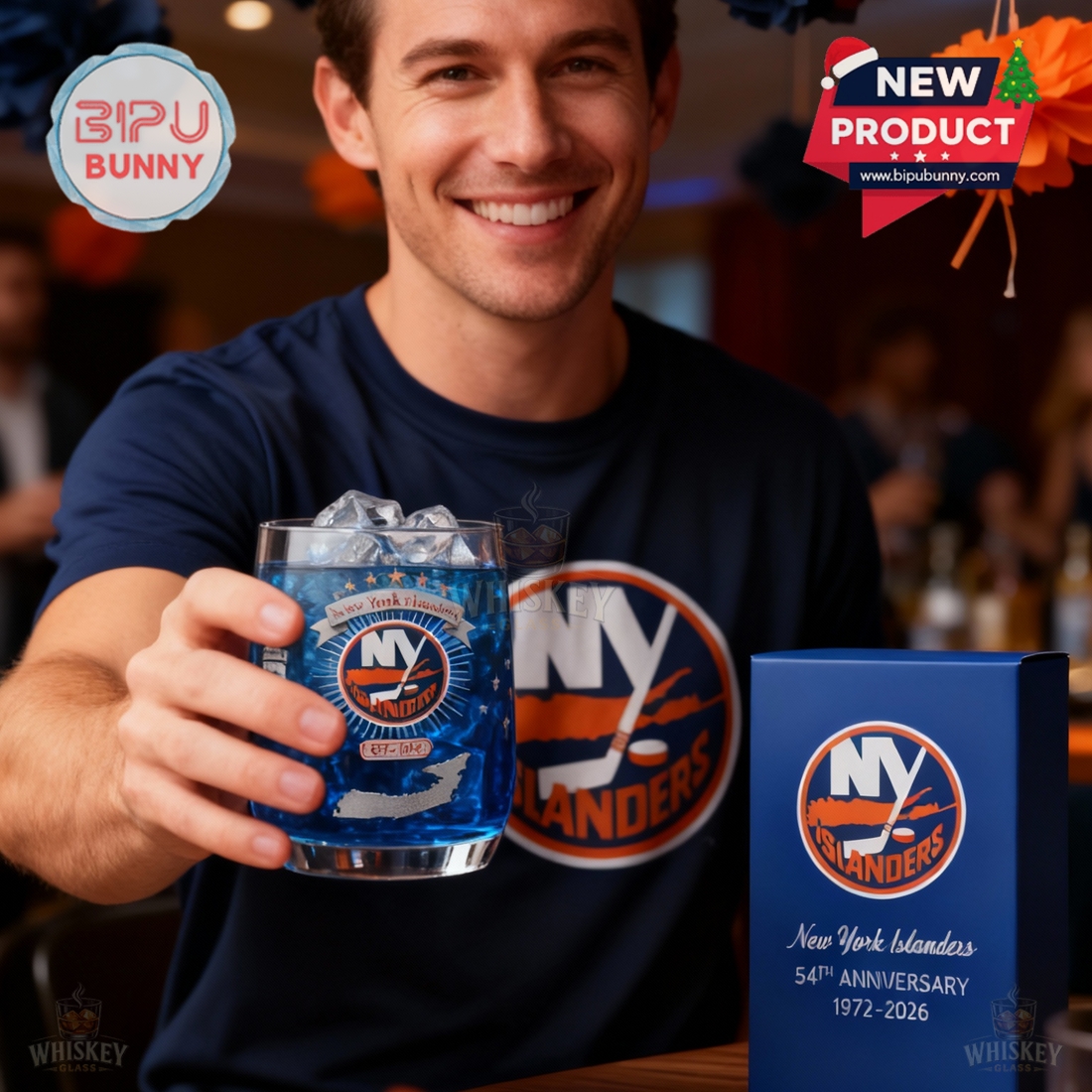New York Islanders 54th Anniversary Whiskey Glass New York Islanders 54th Anniversary Whiskey Glass