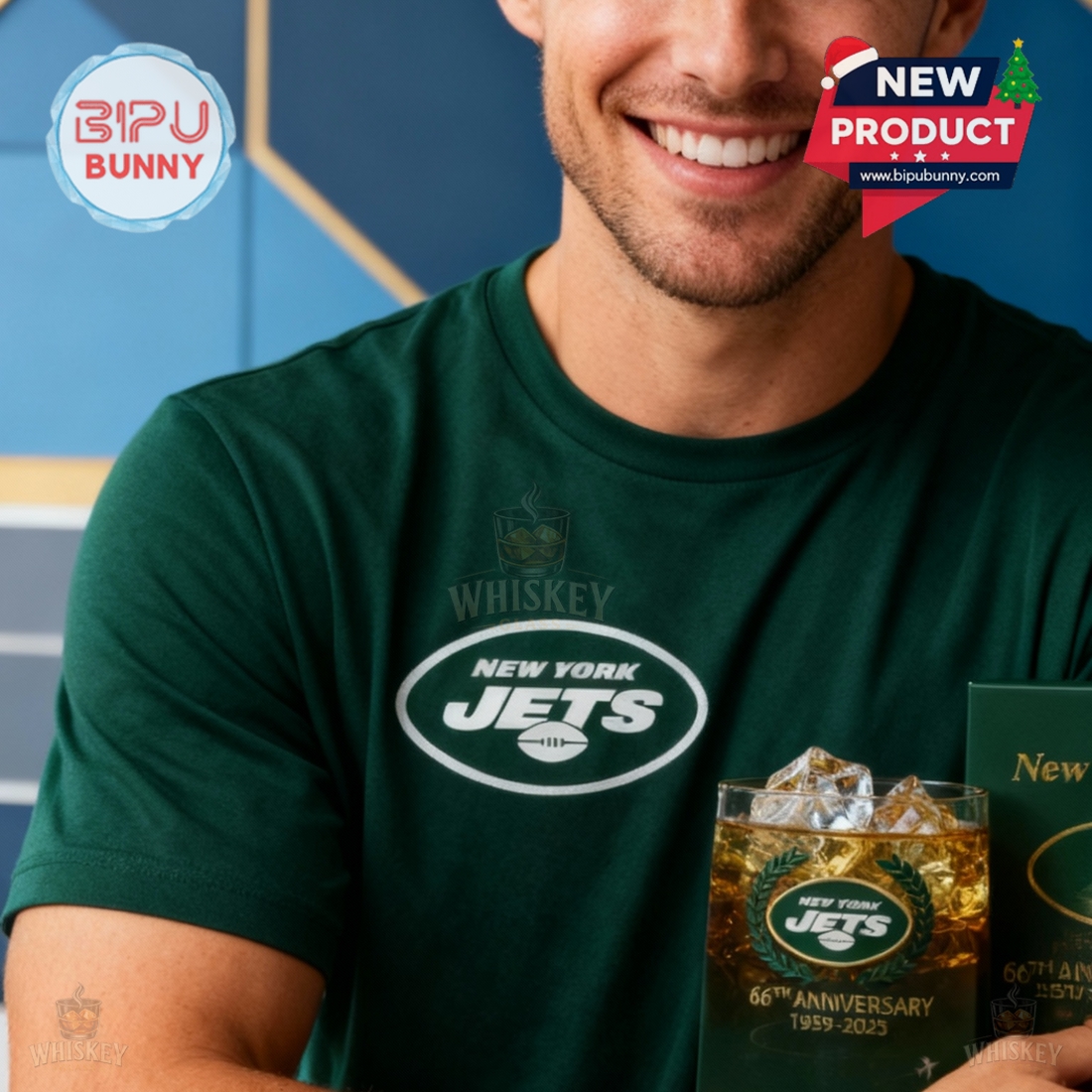 New York Jets 66th Anniversary Whiskey Glass New York Jets 66th Anniversary Whiskey Glass