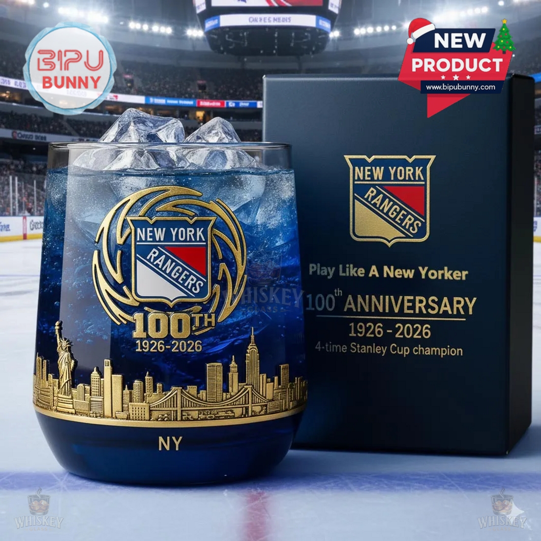 New York Rangers 100th Anniversary Whiskey Glass New York Rangers 100th Anniversary Whiskey Glass
