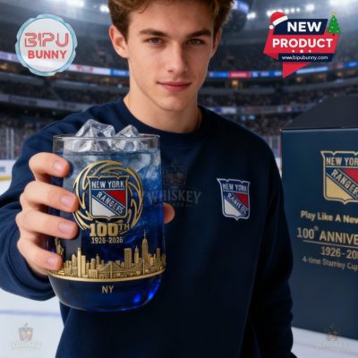 New York Rangers 100th Anniversary Whiskey Glass