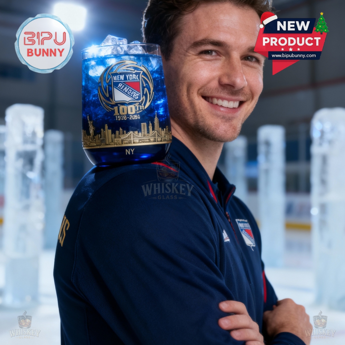 New York Rangers 100th Anniversary Whiskey Glass New York Rangers 100th Anniversary Whiskey Glass