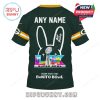 Packers NFL collab shirt back featuring personalized print option, Super Bowl logo, and custom Bad Bunny illustration!