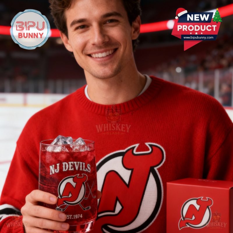 NJ Devils 52nd Anniversary Whiskey Glass