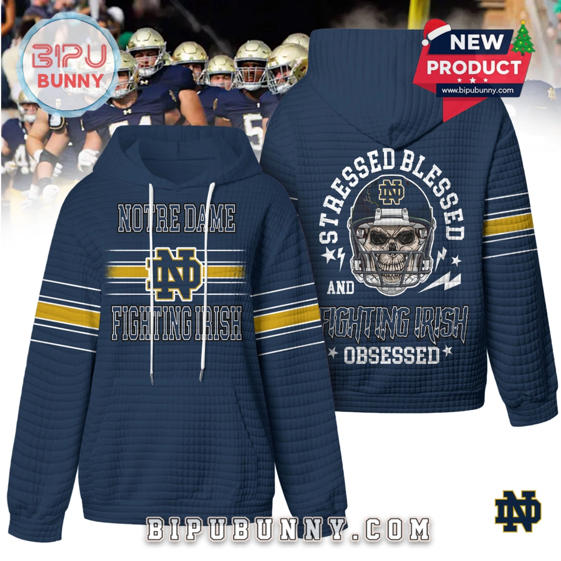 Notre Dame Fighting Irish NCAA Obsessed Waffle Hoodie Notre Dame Fighting Irish NCAA Obsessed Waffle Hoodie