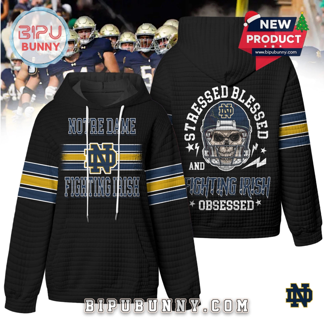 Notre Dame Fighting Irish NCAA Obsessed Waffle Hoodie Notre Dame Fighting Irish NCAA Obsessed Waffle Hoodie
