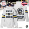 White hoodie with Notre Dame branding on front and skull helmet graphic with strong fan slogan on back!