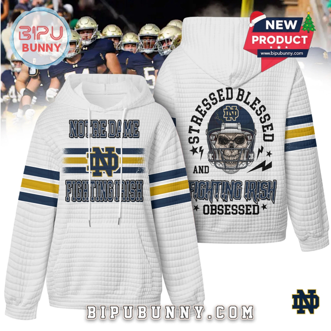 Notre Dame Fighting Irish NCAA Obsessed Waffle Hoodie Notre Dame Fighting Irish NCAA Obsessed Waffle Hoodie