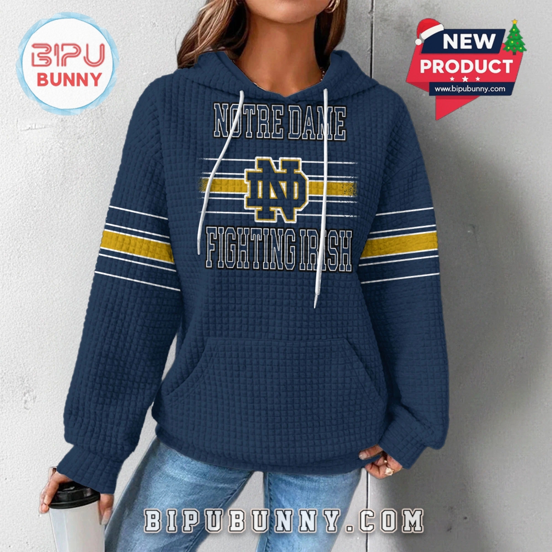 Notre Dame Fighting Irish NCAA Obsessed Waffle Hoodie Notre Dame Fighting Irish NCAA Obsessed Waffle Hoodie