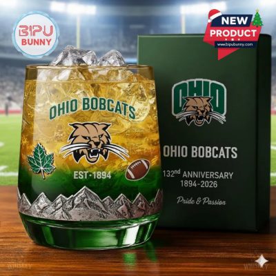 Ohio Bobcats football 132nd Anniversary Whiskey Glass
