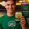 A fan holding the Ohio Bobcats whiskey glass filled with ice, ready to enjoy a drink.