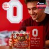 Whiskey glass with ice, featuring Ohio State mascot and '135 Years of Buckeye Football 1890-2025' text.!