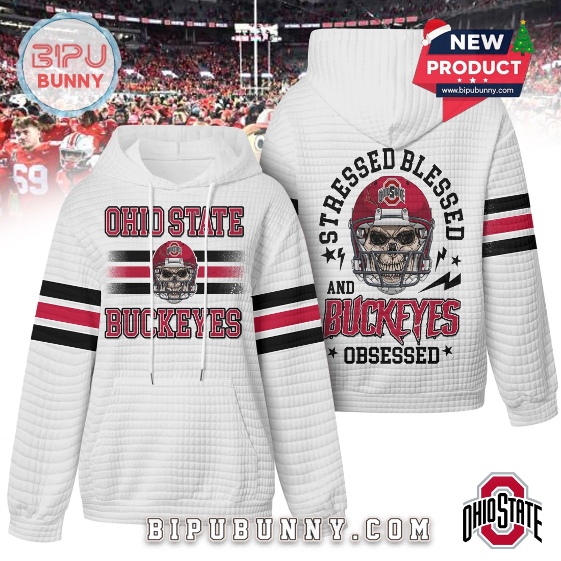 Ohio State Buckeyes NCAA Obsessed Waffle Hoodie Ohio State Buckeyes NCAA Obsessed Waffle Hoodie