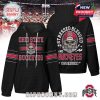Ohio State hoodie in black with bold printed designs front and back, perfect for dedicated college football fans!