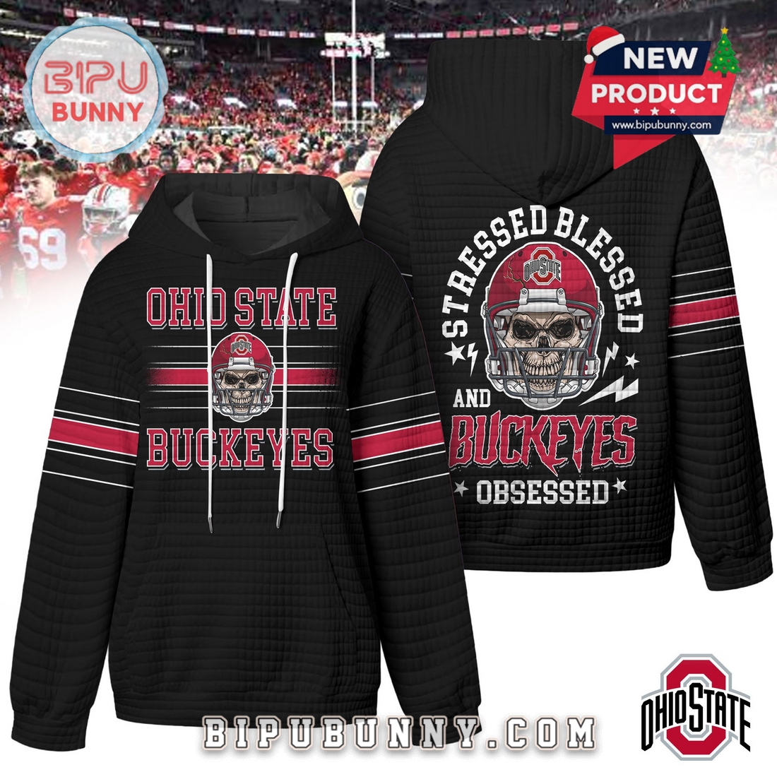 Ohio State Buckeyes NCAA Obsessed Waffle Hoodie Ohio State Buckeyes NCAA Obsessed Waffle Hoodie