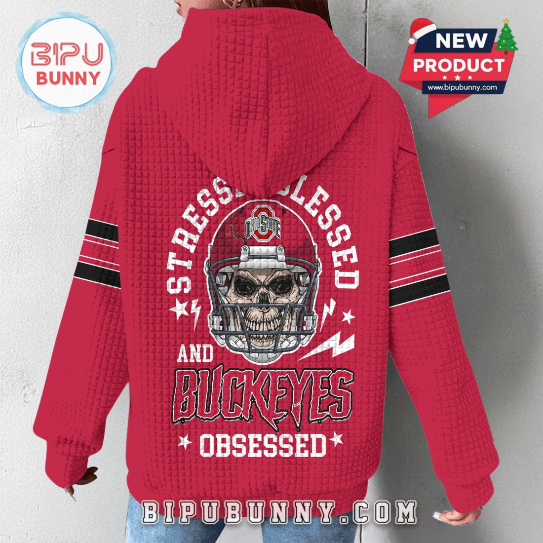 Ohio State Buckeyes NCAA Obsessed Waffle Hoodie Ohio State Buckeyes NCAA Obsessed Waffle Hoodie
