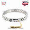 Ohio State bracelet with your name engraved, customizable, stainless steel finish, front view!