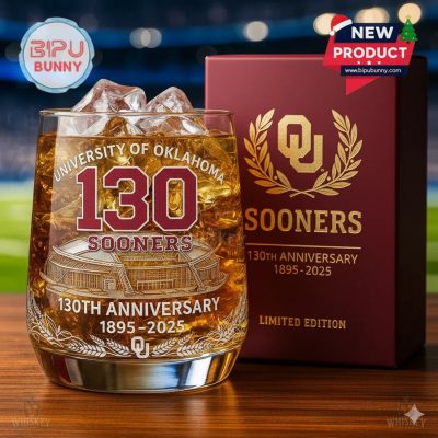 Oklahoma Sooners 130th Anniversary Whiskey Glass