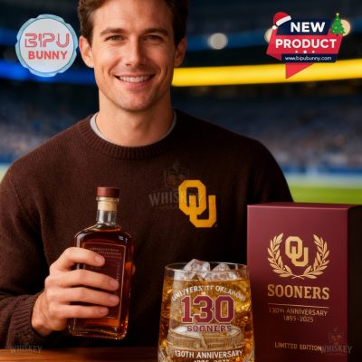Oklahoma Sooners 130th Anniversary Whiskey Glass