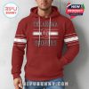 Front view of a red Oklahoma Sooners hoodie modeled casually, featuring team logo, soft waffle fabric, and clean athletic striping!