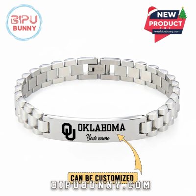 Oklahoma Sooners Personalized Silver Bracelet