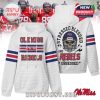 White Rebels hoodie with front logo and bold back design, made for standout college game-day style!