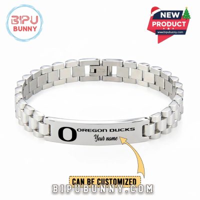 Oregon Ducks Personalized Silver Bracelet